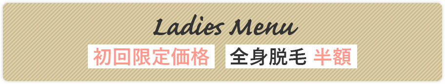 Ladies Menu 初回限定価格　全身脱毛 半額 